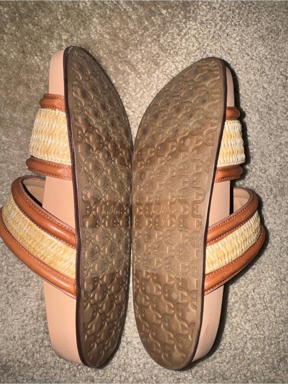 Sam Edelman Tan Rowan and Natural Woven Dual-Strap Slide Sandals - Picture 3 of 3
